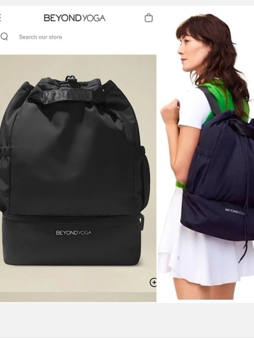 BEYOND YOGA Black Convertible Gym Bag Nylon Shoulder Tote-Backpack Travel School